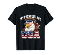 I Miei pronomi Sono USA Patriotic Bald Eagle Funny Classic Maglietta