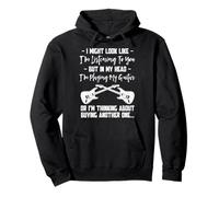 I Might Look Like I’m Listening - Funny Guitar Player Quote Felpa con Cappuccio
