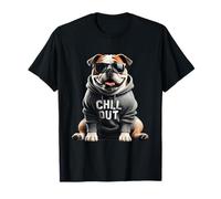 I Migliori Motivi Di Animali Di Tutti I Tipi - Divertente Bulldog Inglese Chill Out Cani Chill Pet Maglietta Unisex Adulti Nero Maglietta S Maglione Manica Lunga
