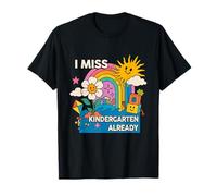 I Miss Kindergarten Già Ultimo Giorno Di Scuola Retro Groovy Maglietta