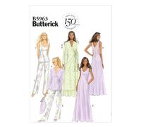 I Modelli A5 B5963 Butterick - Modelli di Cucito per Camicie da Notte, Vestaglie, Camicie, Pantaloni e guardapijamas Bag, Bianco