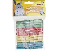 i-mondi® Mollette per vestiti in legno, colori assortiti, 48 pezzi, 7 x 48 mm, con molle, resistenti, utile per casa, scuola, lavoro