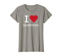 I Mostri del Cuore, Amo i Mostri Maglietta, Donna, Ardesia, 3XL