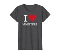 I Mostri del Cuore, Amo i Mostri Maglietta, Donna, Grigio Scuro, 3XL