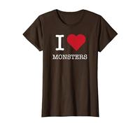 I Mostri del Cuore, Amo i Mostri Maglietta, Donna, Marrone, 3XL