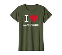 I Mostri del Cuore, Amo i Mostri Maglietta, Donna, Oliva, S