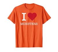 I Mostri del Cuore, Amo i Mostri Maglietta, Uomo, Arancio, 3XL