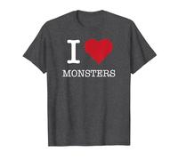 I Mostri del Cuore, Amo i Mostri Maglietta, Uomo, Grigio Scuro, 3XL