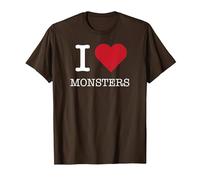 I Mostri del Cuore, Amo i Mostri Maglietta, Uomo, Marrone, 3XL