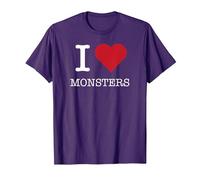 I Mostri del Cuore, Amo i Mostri Maglietta, Uomo, Viola, 3XL