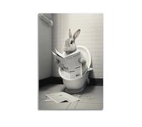 I murales del bagno, conigli seduti sul water e guardano il giornale. C'è anche una goccia, pittura astratta, arte moderna del bagno sul terreno poster pittura decorativa poster da parete su tela