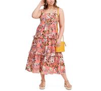 I.N.C Abito Maxi Senza Maniche Floreale Arricciato