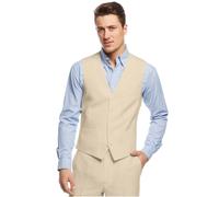 I. N.C Uomo Smith Misto Lino Cinque Bottoni Gilet, Beige , Piccolo (Regular)