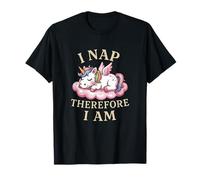 I Nap Therefore I Am Funny Lazy Unicorn Magical Sleep Maglietta