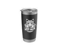 I Need More Coffee Right Meow Gatto divertente Bicchiere termico in acciaio inox doppia parete