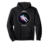 I Need My Space - Detti Divertenti - Astronauta Felpa con Cappuccio, Unisex per Adulti, Nero, XL