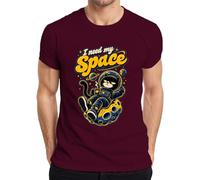I Need My Space - Maglietta da uomo con gatto astronauta e luna | Grumpy Cat Kater Kosmonauta Morning Muffel Universo, pianeti, galassia, stelle, umorismo, bevitore di caffè, vintage, fumetti
