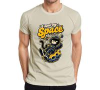 I Need My Space - Maglietta da uomo con gatto astronauta e luna | Grumpy Cat Kater Kosmonauta Morning Muffel Universo, pianeti, galassia, stelle, umorismo, bevitore di caffè, vintage, fumetti