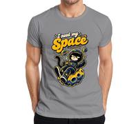 I Need My Space - Maglietta da uomo con gatto astronauta e luna | Grumpy Cat Kater Kosmonauta Morning Muffel Universo, pianeti, galassia, stelle, umorismo, bevitore di caffè, vintage, fumetti