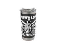 I Never Lose Either I Win Or Learn - Citazione per gli amanti dei giocatori di scacchi Bicchiere termico in acciaio inox doppia parete