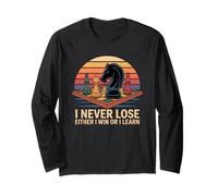 I Never Lose Scacchi Gioco Tramonto Giocatore Mindset Hobby Scacchi Maglia a Manica