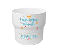 "I Nonni migliori del Mondo Abitano Qui" Portavasi vasetto Personalizzato Idea Regalo Festa dei Nonni dedica speciale Natale Pasqua Compleanno Decorazioni casa Nonno Nonna 12x13cm PIANTA NON INCLUSA