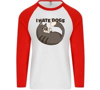 I Odio Cani Divertente Gatto Amante Uomo L/S Baseball T-Shirt