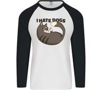 I Odio Cani Divertente Gatto Amante Uomo L/S Baseball T-Shirt
