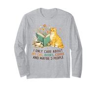 I Only Care About My Cat Coffee Books And 3 People Reading Maglia a Manica