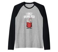 I Only Drink Red Blood Red Wine Lover Halloween Divertente Maglia con Maniche Raglan