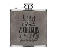 I Only Want 2 Polli 170ml pelle Sintetica Hip Flask Grigio Divertente