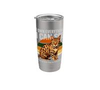 I Own Everything I Can See Funny Cat Bengala Bicchiere termico in acciaio inox doppia parete