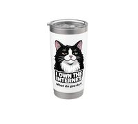 I Own The Internet Sarcastico Smoking Cat Humor Bicchiere termico in acciaio inox doppia parete