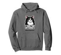 I Own The Internet Sarcastico Smoking Cat Humor Felpa con Cappuccio