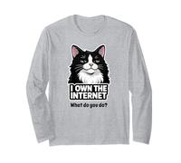 I Own The Internet Sarcastico Smoking Cat Humor Maglia a Manica