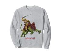 I Padroni dell'universo: Revelation He-Man e Battle Cat Felpa, Unisex per Adulti, Grigio Melange, S