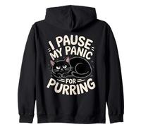 I Pause My Panic For Purring Anxiety Cat Felpa con Cappuccio