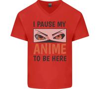 I Paused My Anime To Be Here Divertente Uomo Scollo A V Cotone T-Shirt