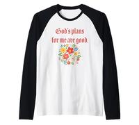 I Piani di Dio per Me Sono buoni - Fede Cristiana Floreale Maglia con Maniche Raglan