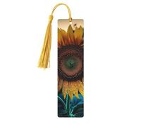 I più bei segnalibri in legno a forma di girasole per gli amanti dei libri, segnalibro fai da te fatto a mano con nappe colorate Marcatori di pagina stampati su entrambi i lati, accessori artistici