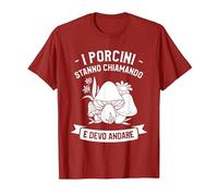 I Porcini Stanno Chiamando E Devo Andare Funghi Cacciatore Maglietta, Uomo, Mirtillo Rosso, M