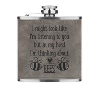 I Potrebbe Look Like I'M Ascolto Api 170ml pelle Sintetica Hip Flask Grigio