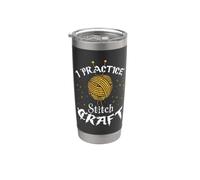 I Practice Stitch Craft - Yarn Knitting - Knitter's Gift Bicchiere termico in acciaio inox doppia parete