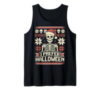 I Prefer Halloween Scheletro Divertente Brutto Natale Natale Canotta