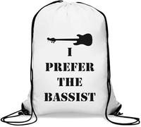 I Prefer The Bassist - Sacca da palestra casual, con coulisse, colore: bianco, bianco, Taglia unica