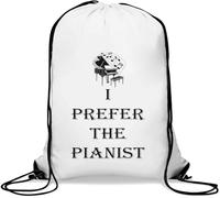 I Prefer The Pianist - Sacca da palestra casual, con coulisse, colore: bianco, bianco, Taglia unica