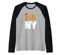 I Pretzel NYC, New York City Illustration Graphic Maglia con Maniche Raglan