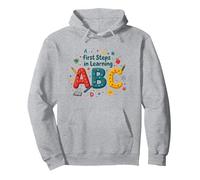 I Primi Passi per Imparare ABC Felpa con Cappuccio, Unisex per Adulti, Grigio Melange, L