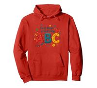 I Primi Passi per Imparare ABC Felpa con Cappuccio, Unisex per Adulti, Rosso, XL