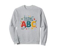 I Primi Passi per Imparare ABC Felpa, Unisex per Adulti, Grigio Melange, L